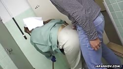 JapanHDV Maki Koizumi - Maki Koizumi jumps on men in a public bathroom to suck them off